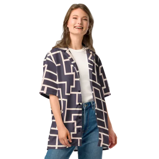 Gilded Gridlock on a Button Shirt