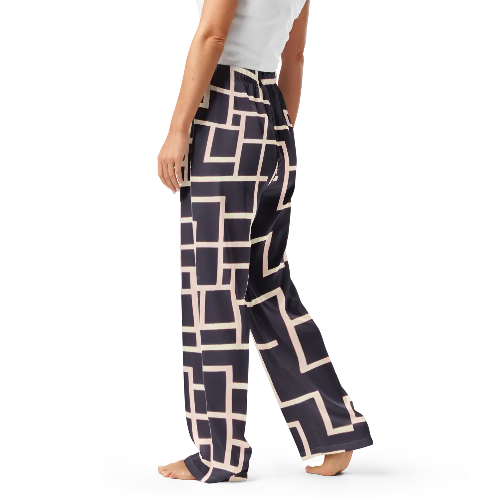 Gilded Gridlock on Women's Pajama Pants — Left
