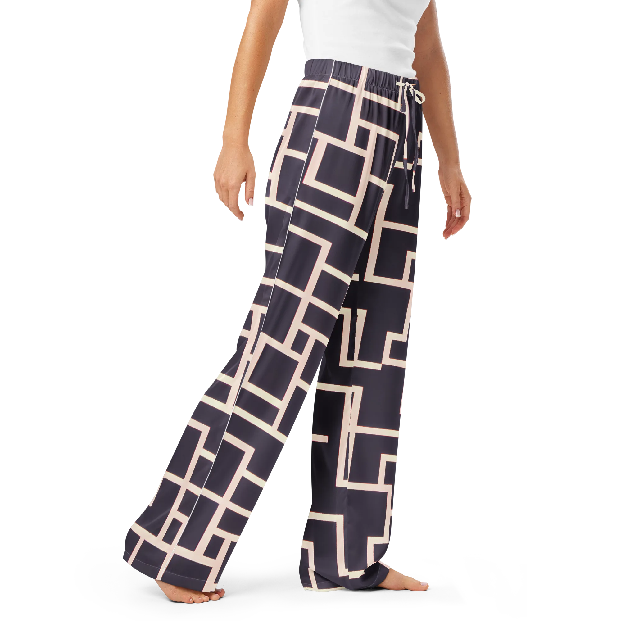 Gilded Gridlock on Women's Pajama Pants — Right Front