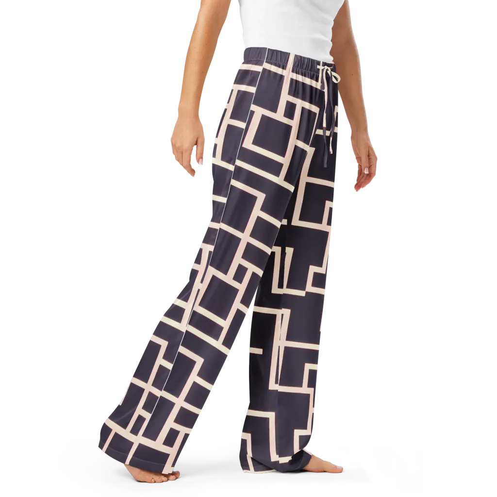 Gilded Gridlock on Women's Pajama Pants — Right Front
