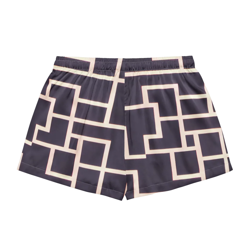 Gilded Gridlock on Women's Pajama Shorts — Back