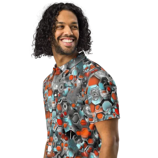 Kinetic Hexcore on a Men's Slim Fit Polo Shirt