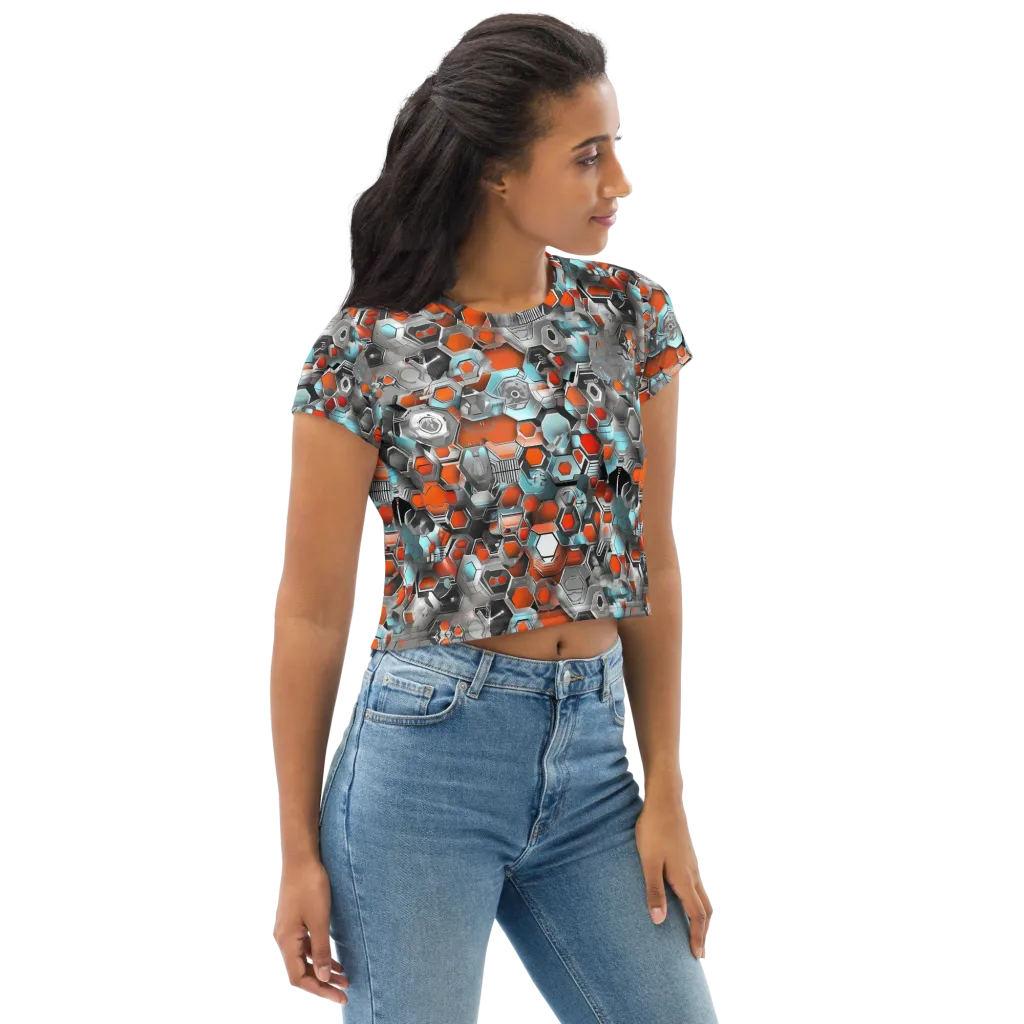 Kinetic Hexcore on Crop Tee — Right Front