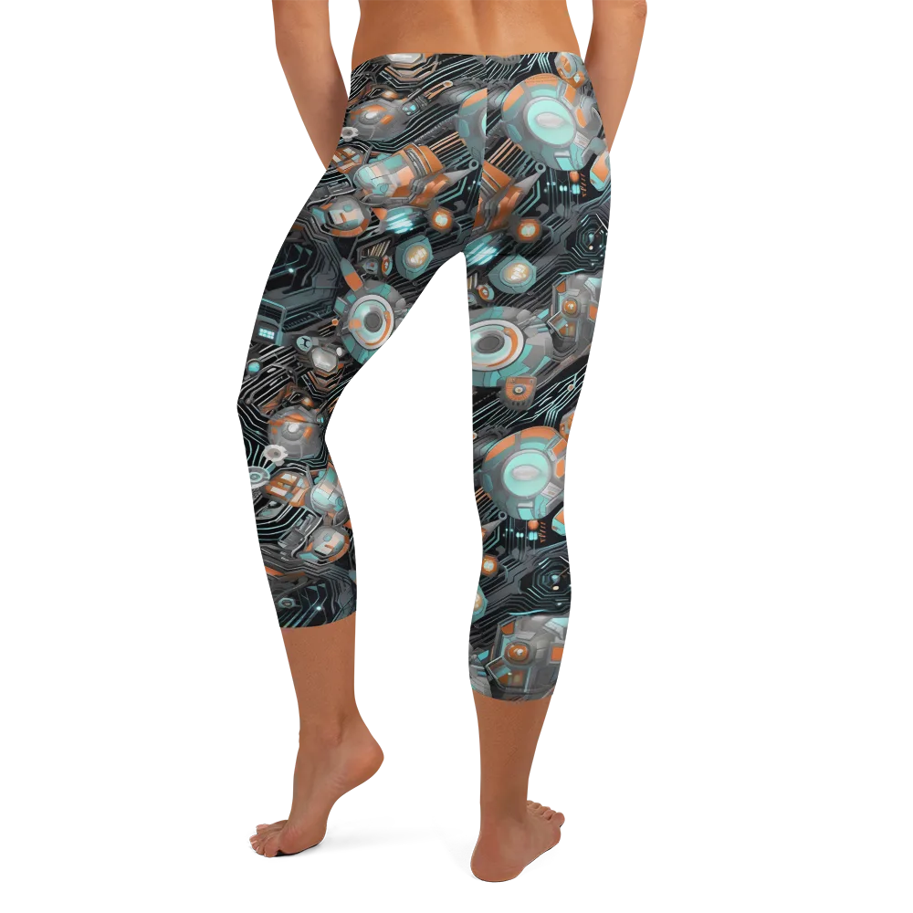 Circuit Nebula on Capri Leggings — Back