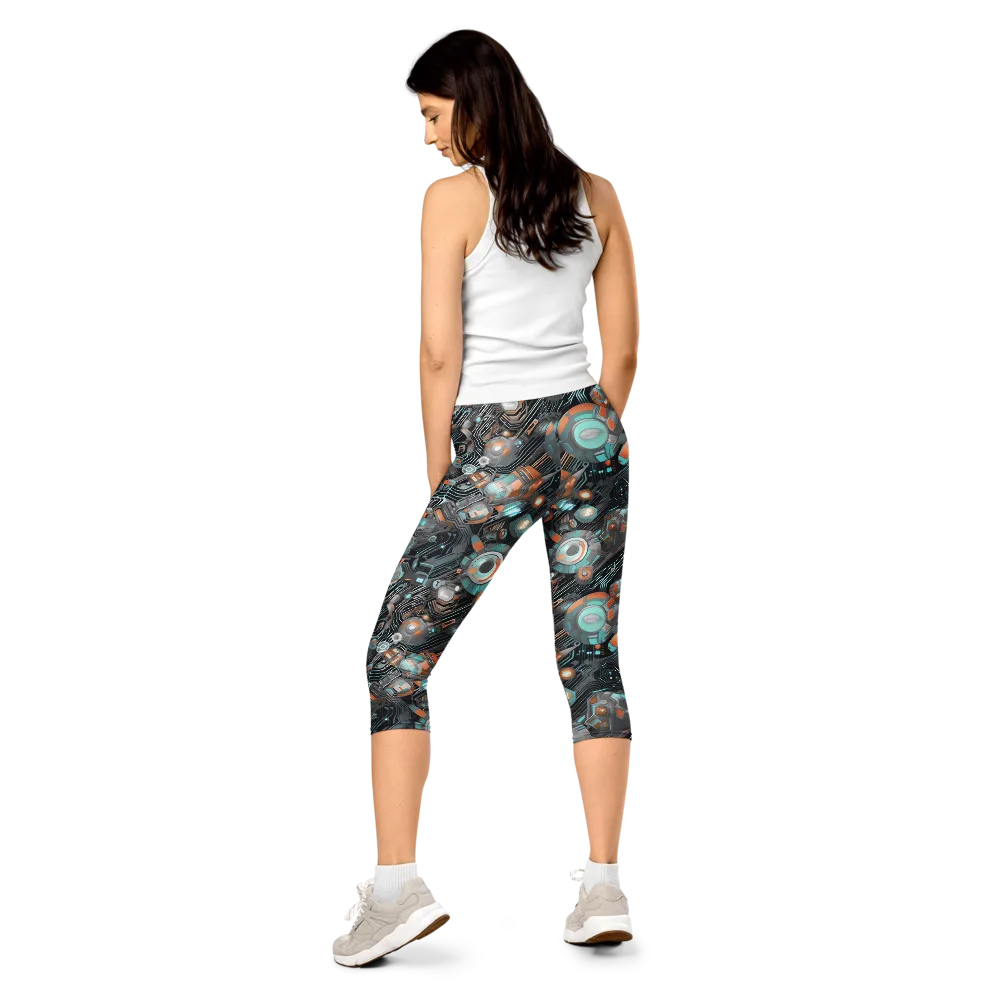 Circuit Nebula on Capri Leggings — Back