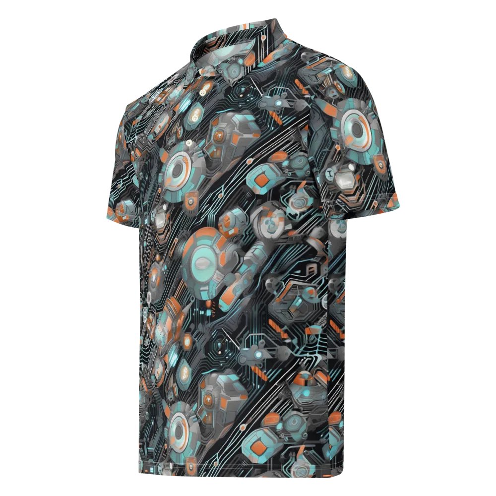 Circuit Nebula on Men's Slim Fit Polo Shirt — Left Front