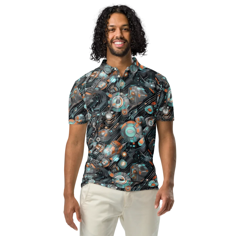 Circuit Nebula on Men's Slim Fit Polo Shirt — Front