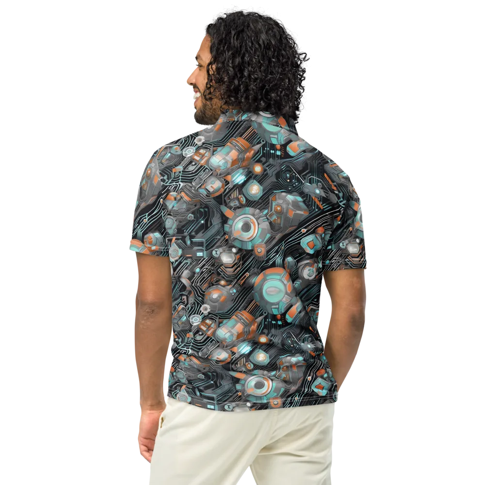 Circuit Nebula on Men's Slim Fit Polo Shirt — Back