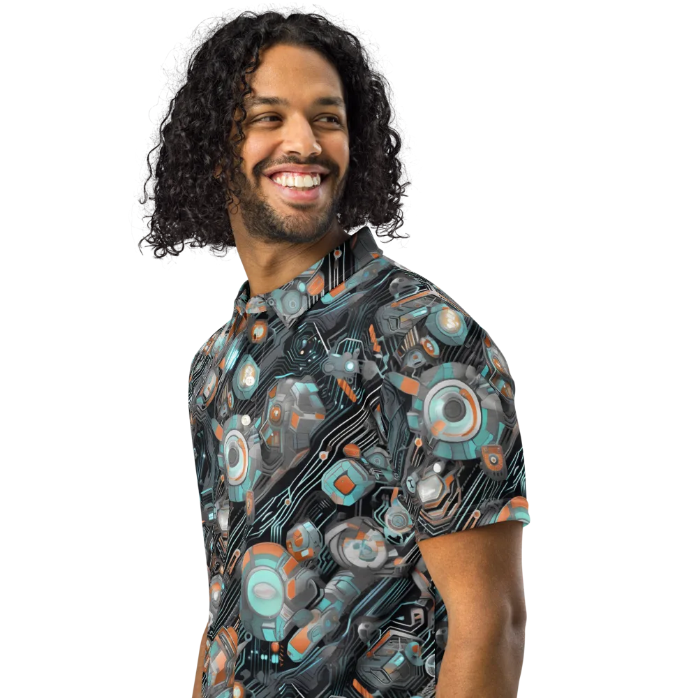 Circuit Nebula on Men's Slim Fit Polo Shirt — Left Front