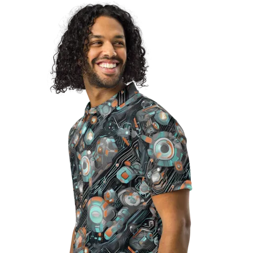 Circuit Nebula on a Men's Slim Fit Polo Shirt