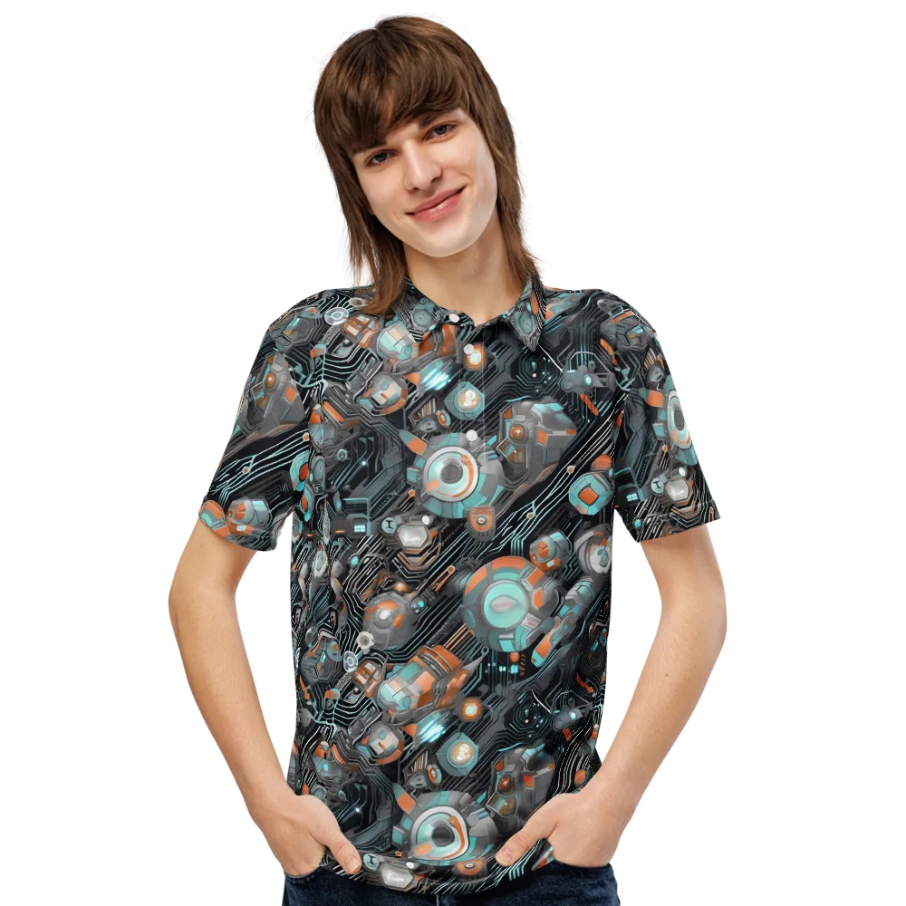 Circuit Nebula on Men's Slim Fit Polo Shirt — Front