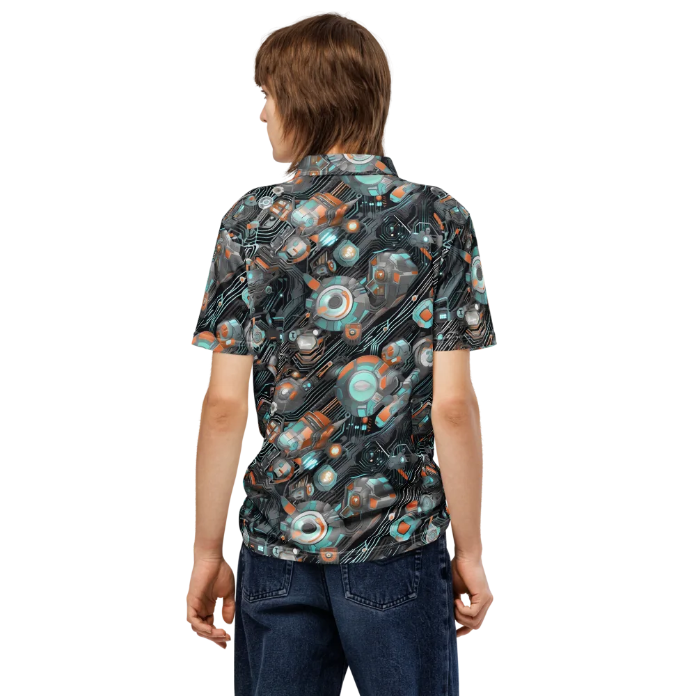 Circuit Nebula on Men's Slim Fit Polo Shirt — Back