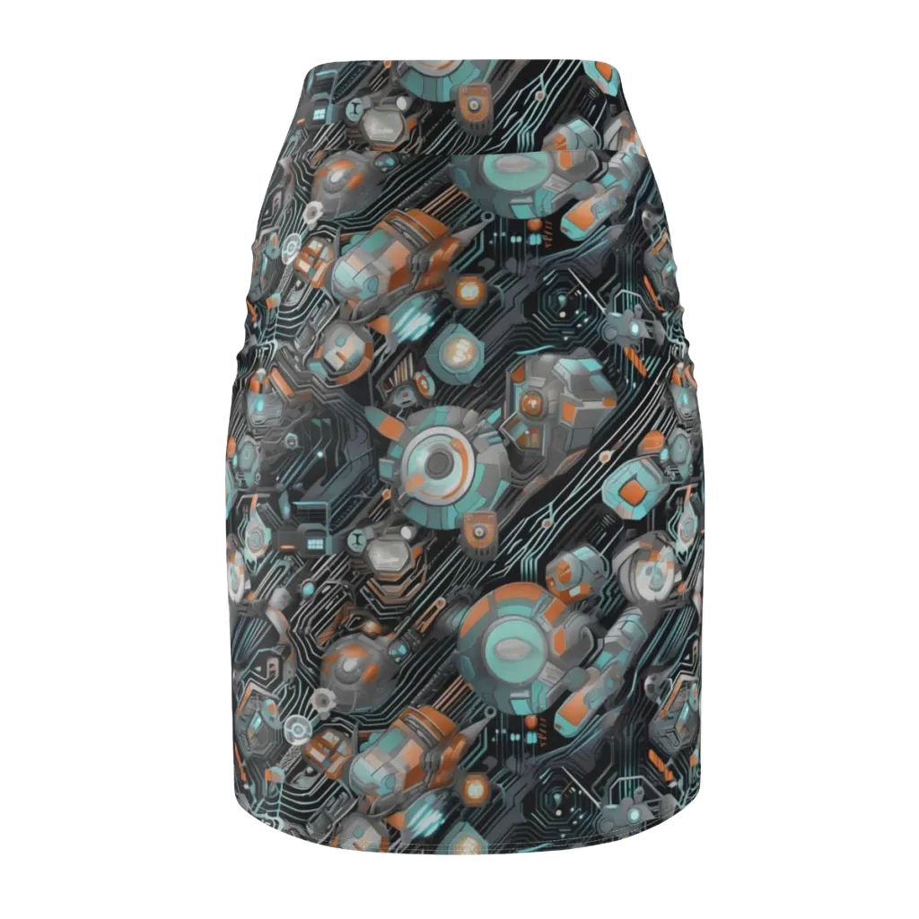 Circuit Nebula on Pencil Skirt — Back