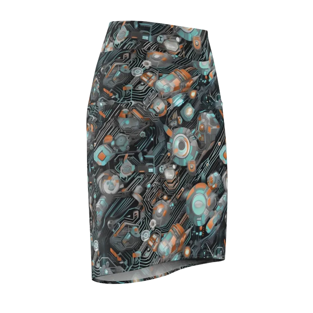 Circuit Nebula on Pencil Skirt — Front Side