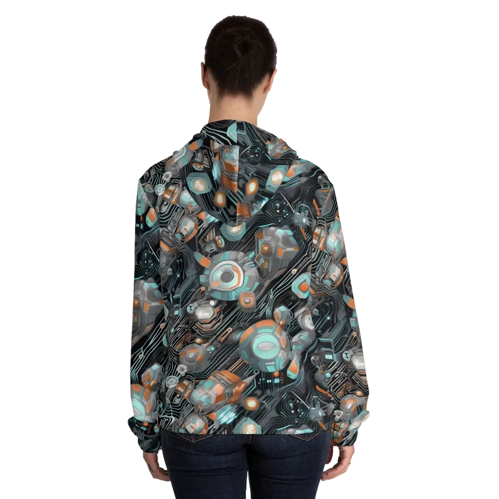 Circuit Nebula on Women's Full-Zip Hoodie — Back On Person
