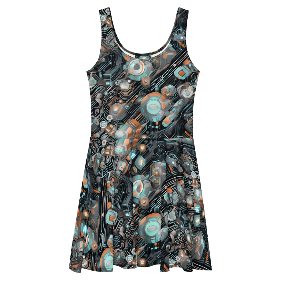 Circuit Nebula on Skater Dress — Front
