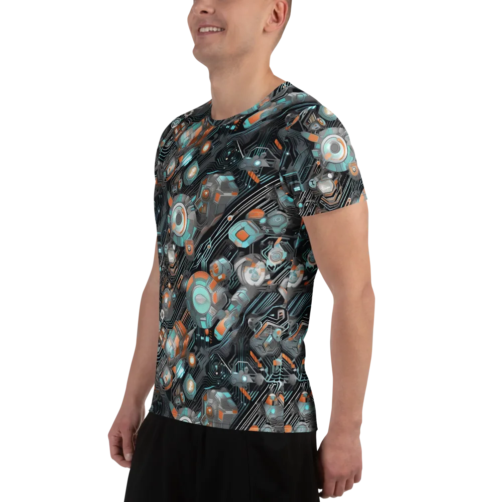 Circuit Nebula on Men's Athletic T-Shirt — Left