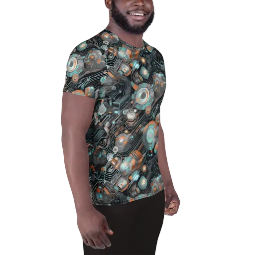Circuit Nebula on a Men's Athletic T-Shirt