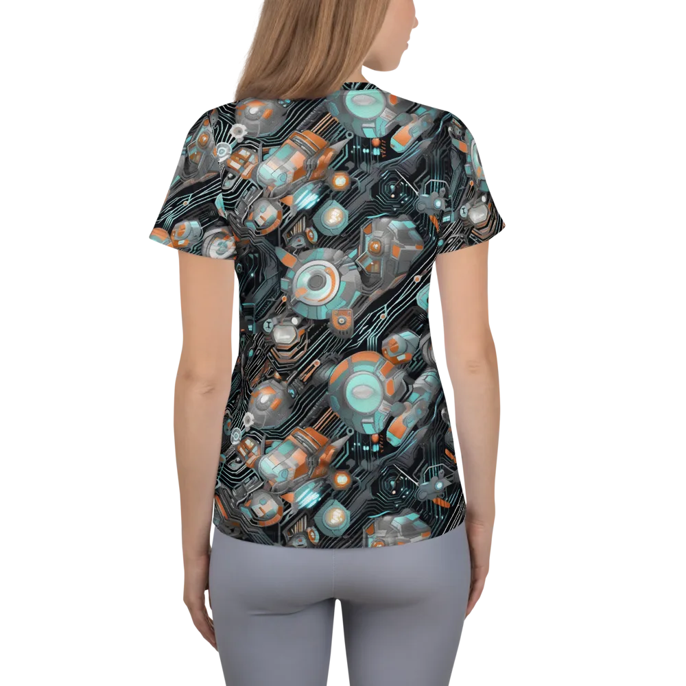 Circuit Nebula on Women's Athletic T-Shirt — Back