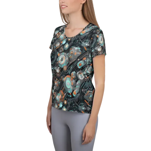 Circuit Nebula on a Women's Athletic T-Shirt