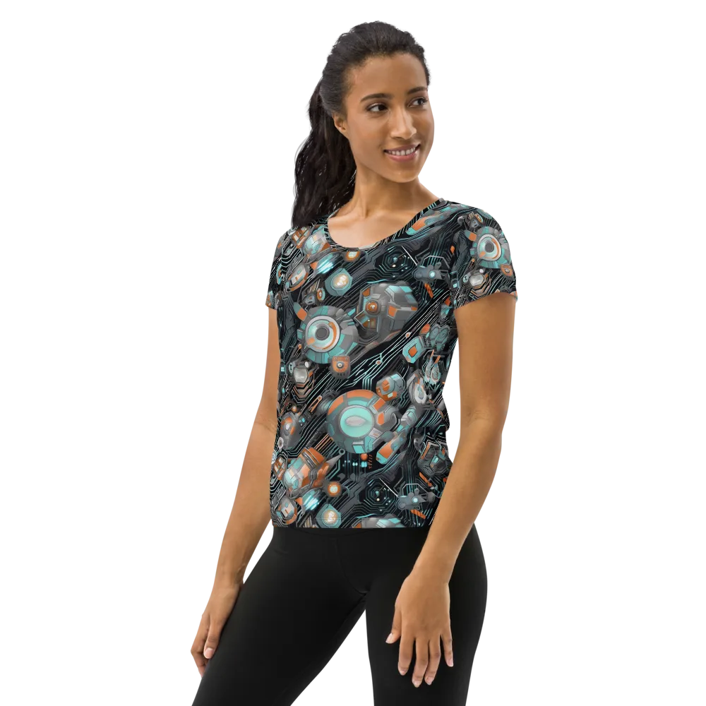 Circuit Nebula on Women's Athletic T-Shirt — Left