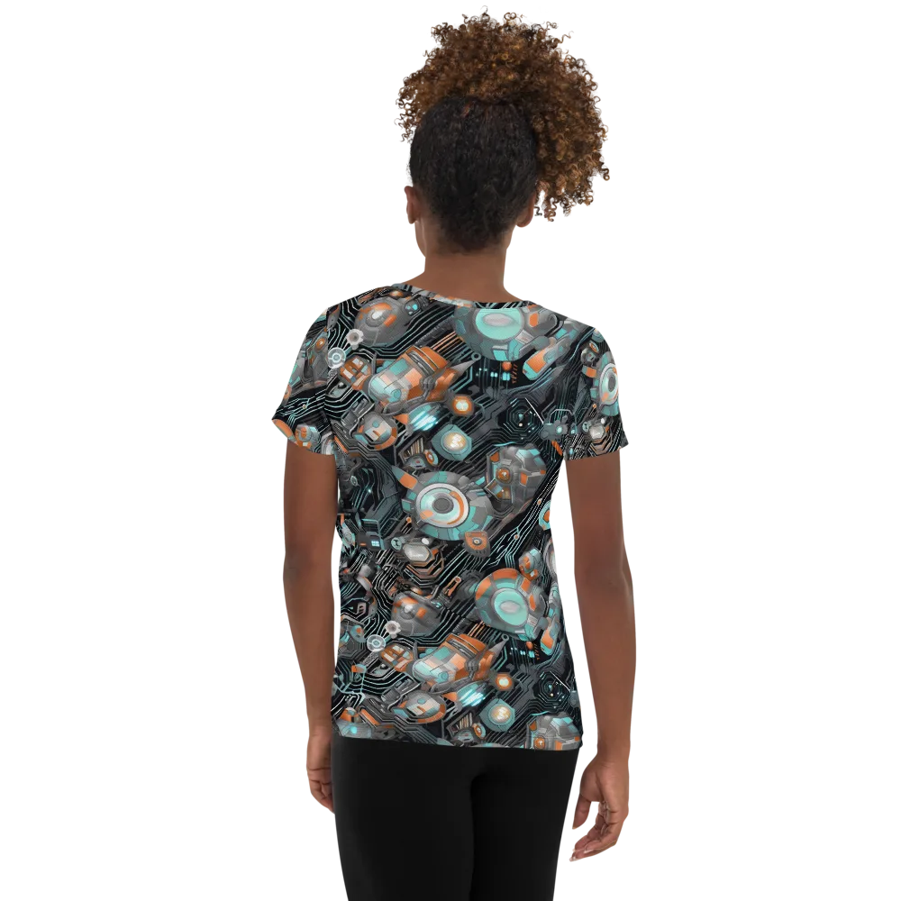 Circuit Nebula on Women's Athletic T-Shirt — Back