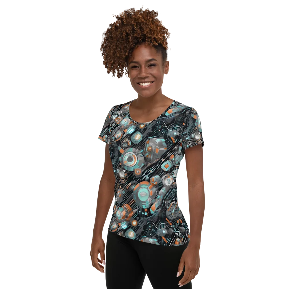 Circuit Nebula on Women's Athletic T-Shirt — Left