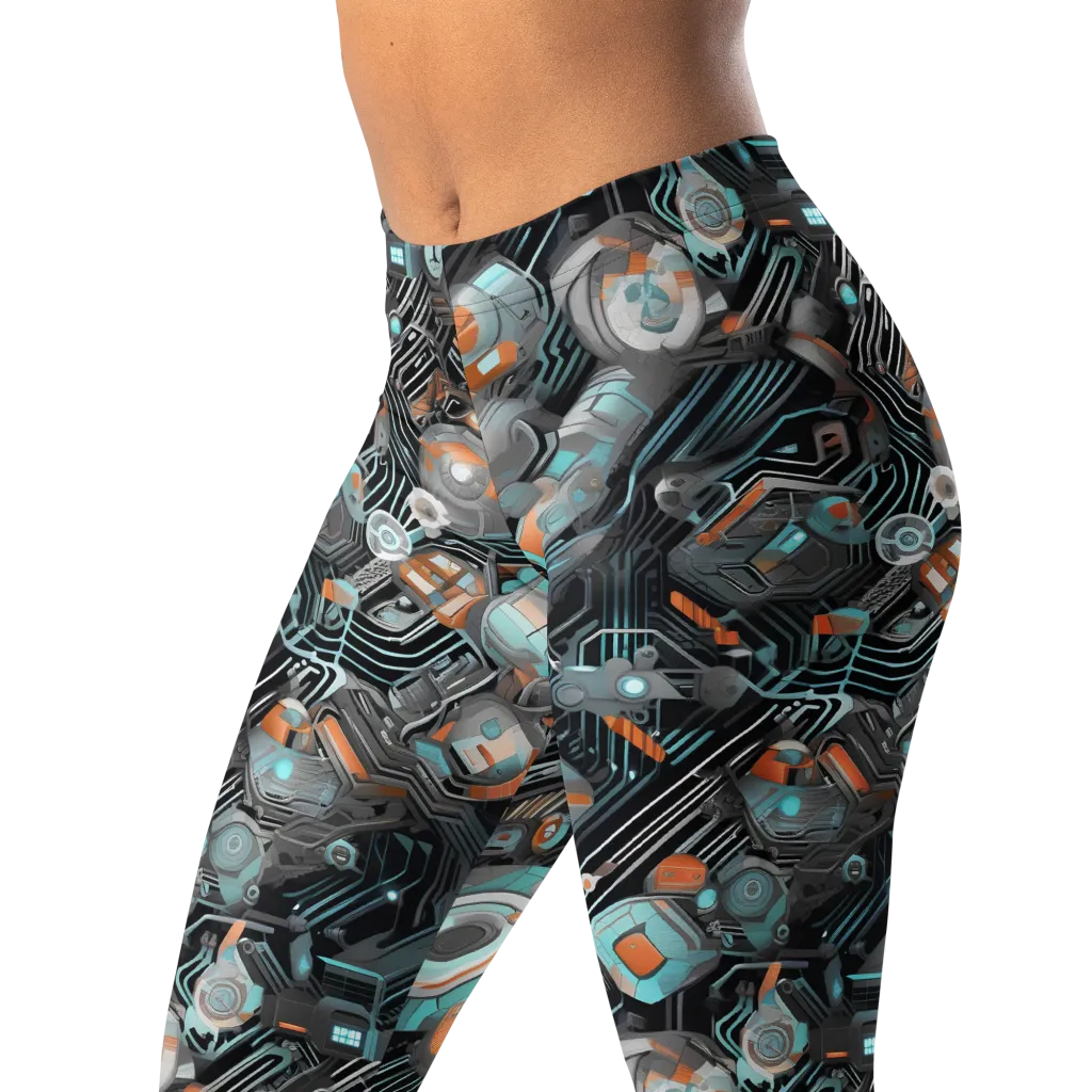 Circuit Nebula on Leggings — Left Front
