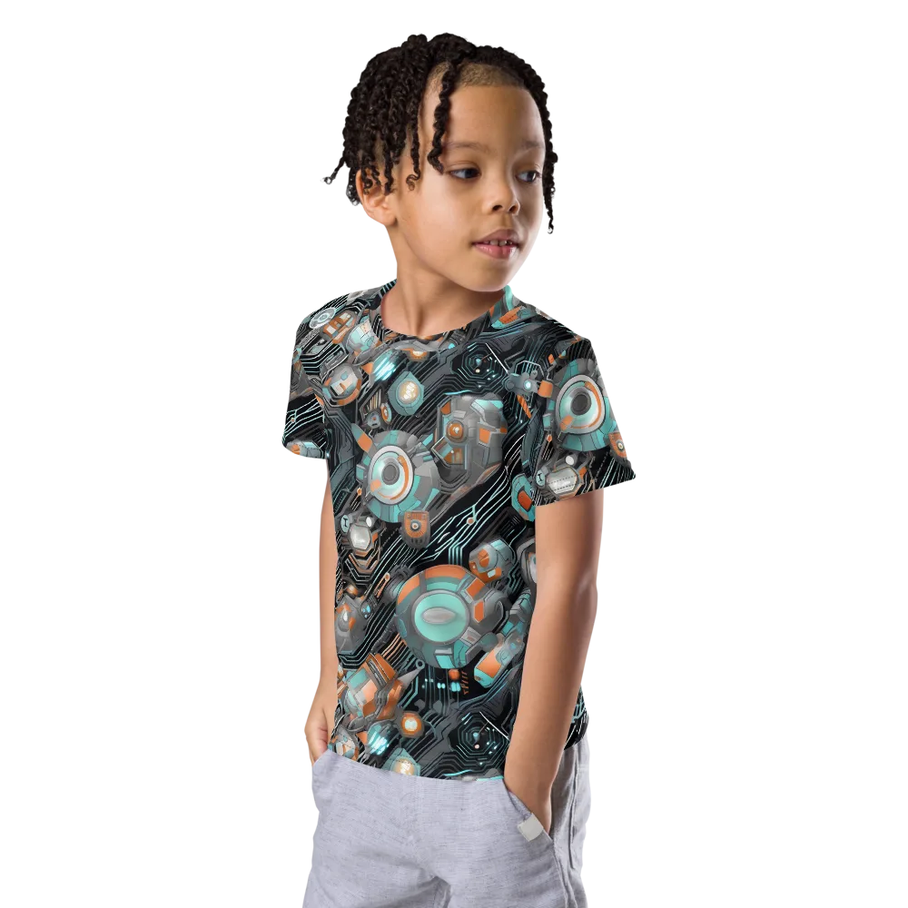 Circuit Nebula on Kids Crew Neck T-Shirt — Left Front