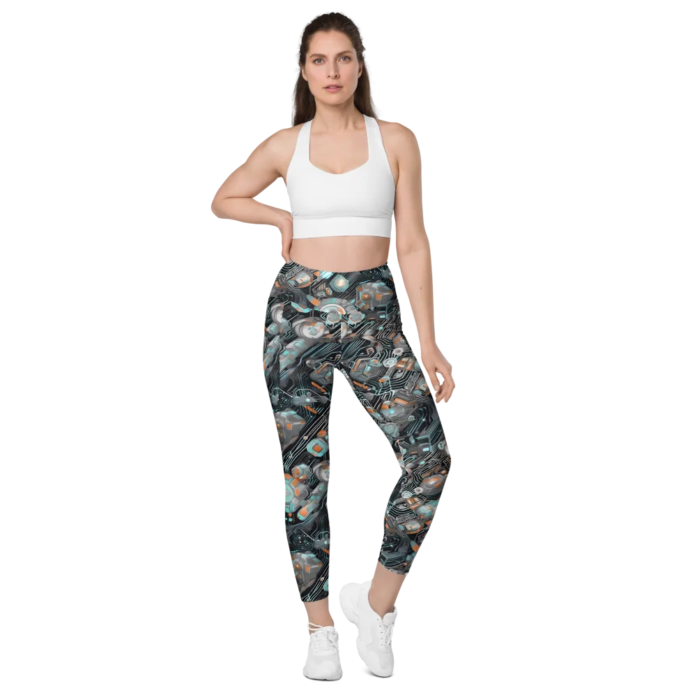Circuit Nebula on Leggings with Pockets — Front