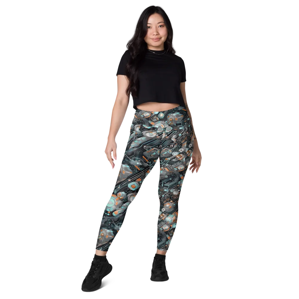 Circuit Nebula on Leggings with Pockets — Front