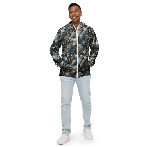 Circuit Nebula on a Men's Windbreaker