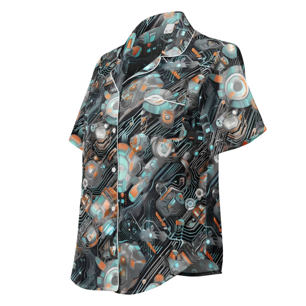 Circuit Nebula on Women's Short Sleeve Pajama Top — Left Front