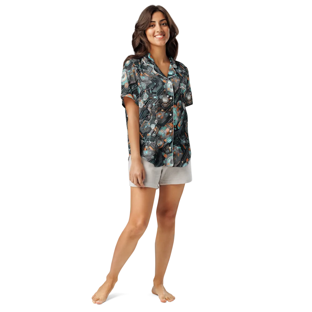 Circuit Nebula on Women's Short Sleeve Pajama Top — Front