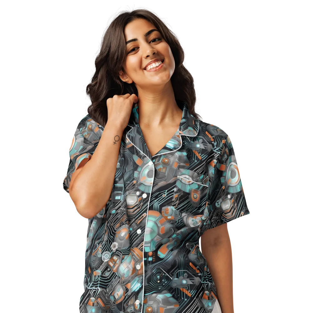 Circuit Nebula on Women's Short Sleeve Pajama Top — Front