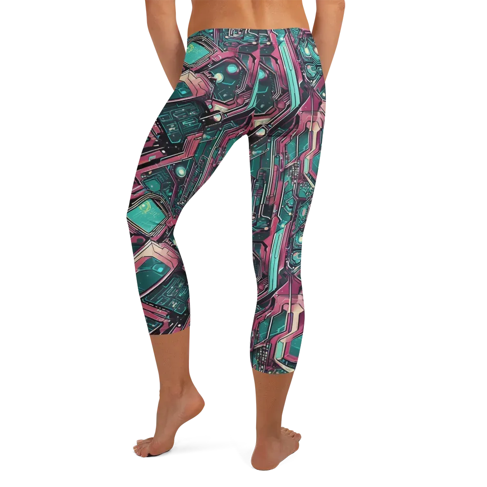 Magenta Mainframe on Capri Leggings — Back