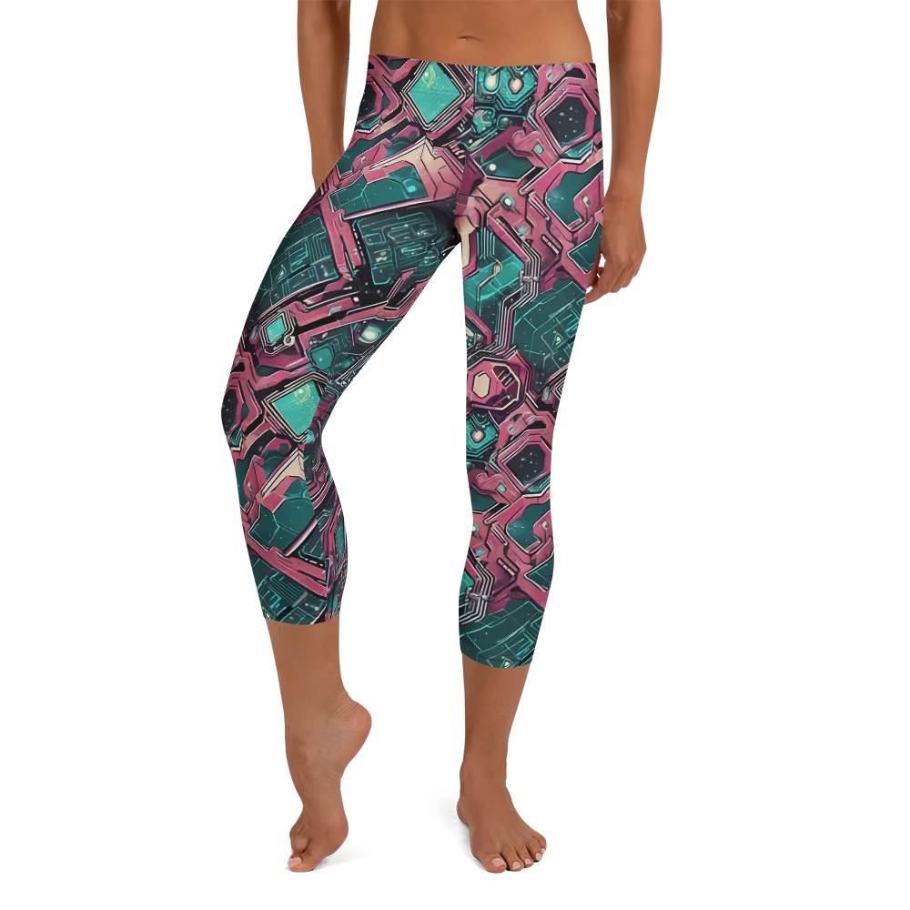 Magenta Mainframe on Capri Leggings — Front