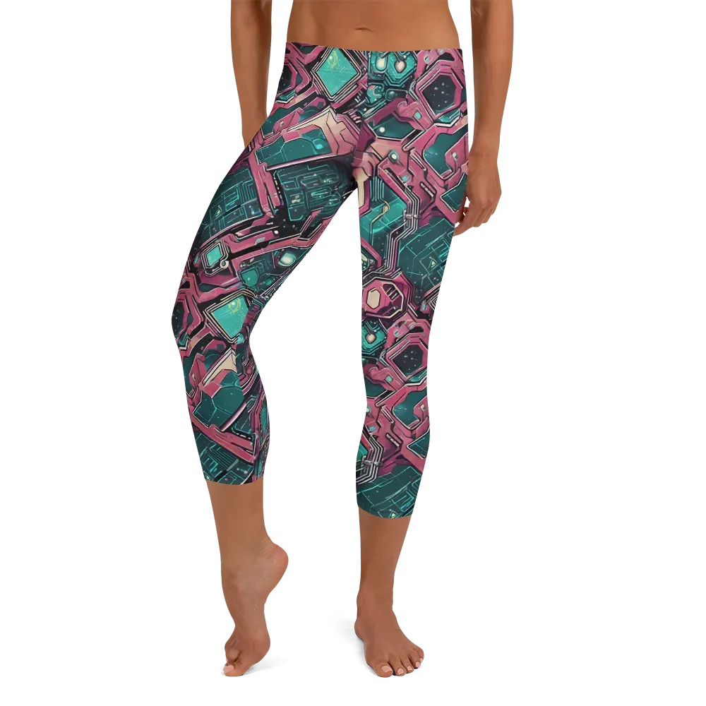 Magenta Mainframe on Capri Leggings — Front