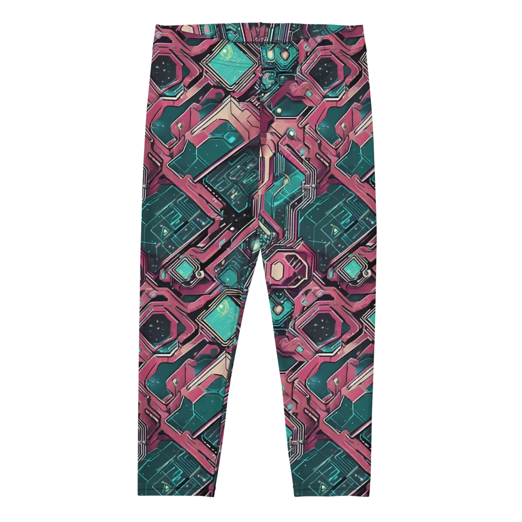 Magenta Mainframe on Capri Leggings — Front