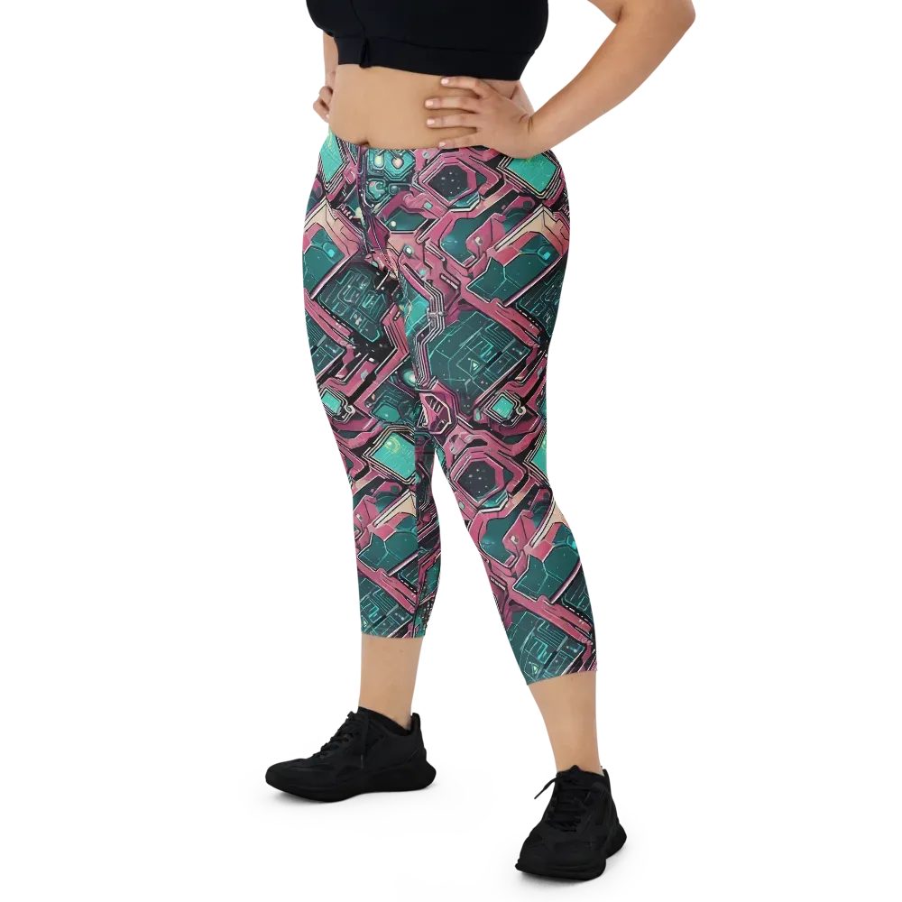 Magenta Mainframe on Capri Leggings — Front