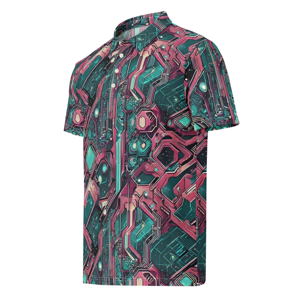Magenta Mainframe on Men's Slim Fit Polo Shirt — Left Front