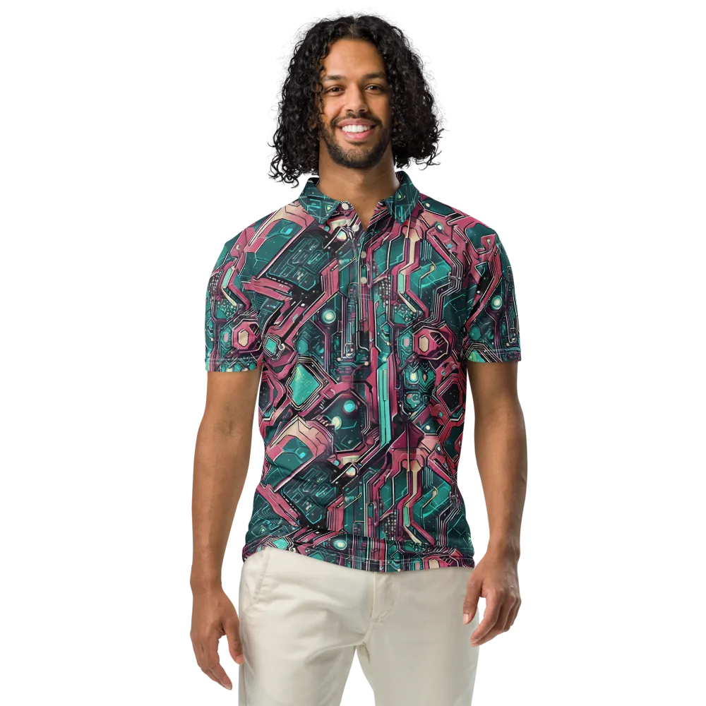 Magenta Mainframe on Men's Slim Fit Polo Shirt — Front