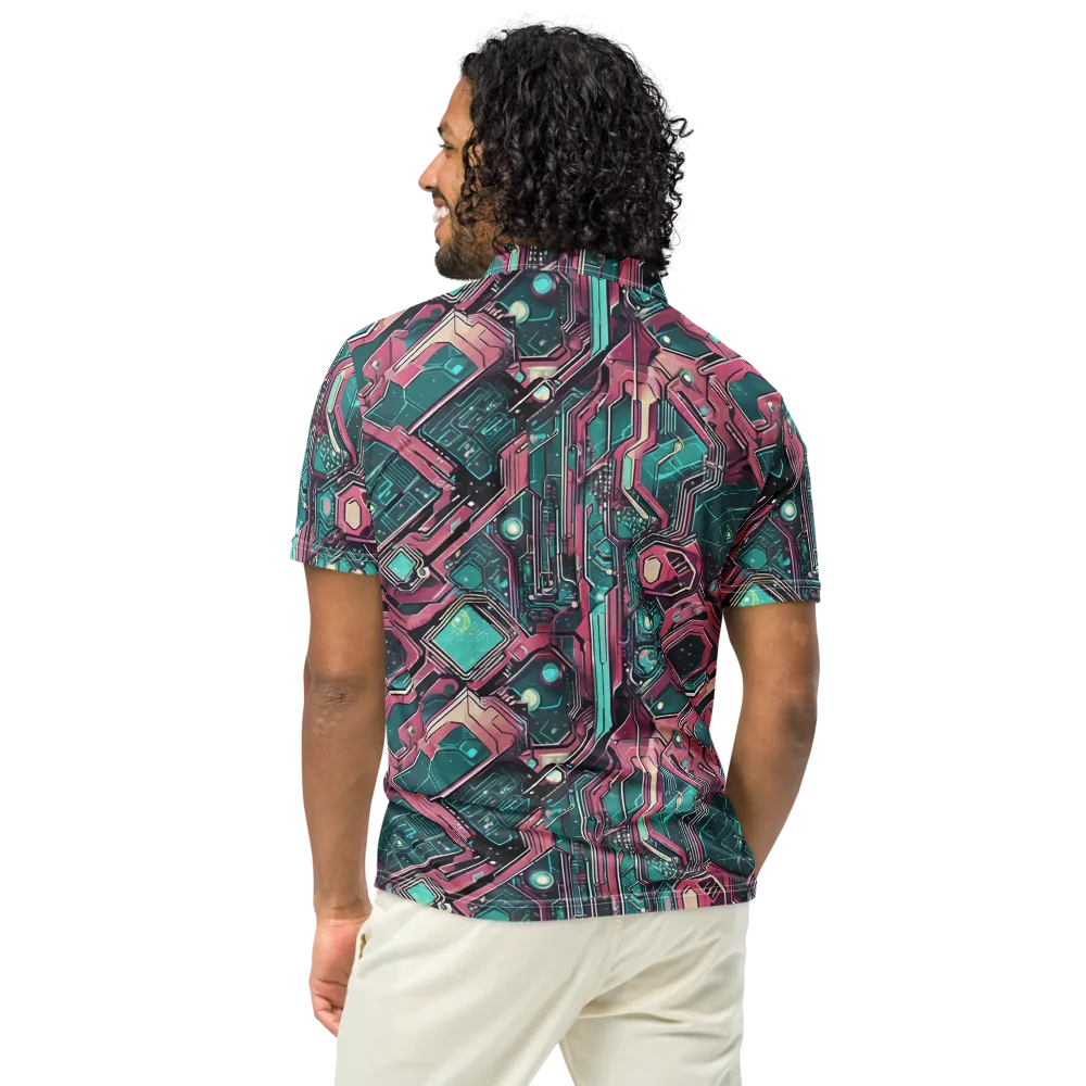 Magenta Mainframe on Men's Slim Fit Polo Shirt — Back