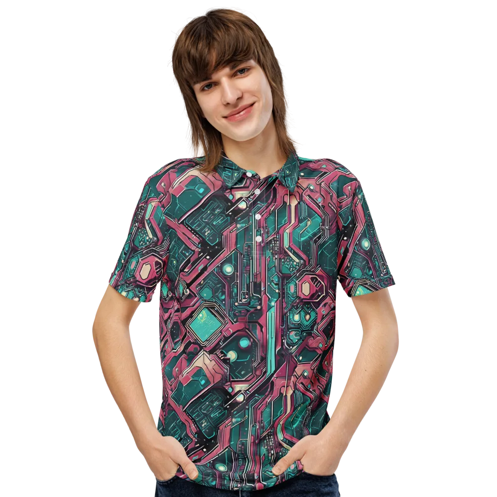 Magenta Mainframe on Men's Slim Fit Polo Shirt — Front