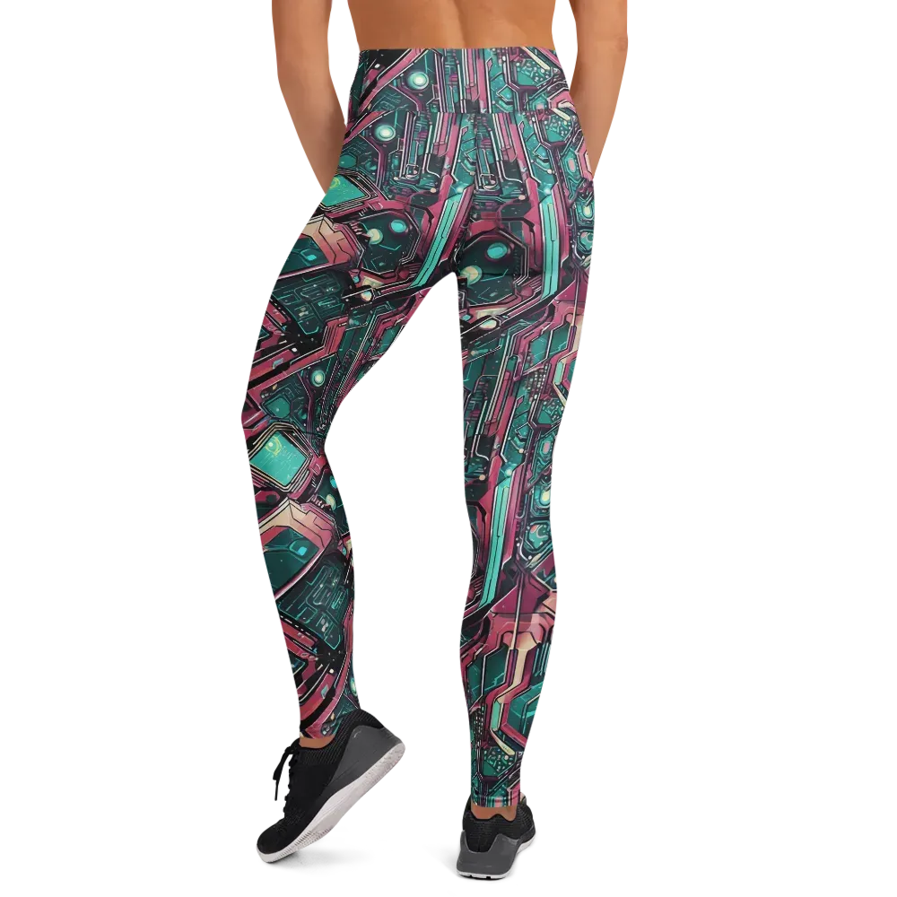 Magenta Mainframe on Yoga Leggings — Back