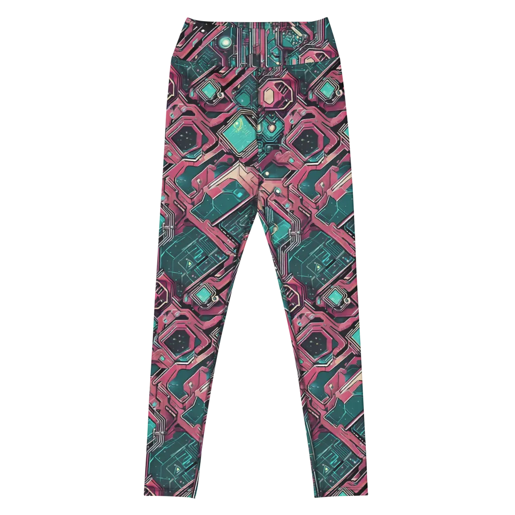 Magenta Mainframe on Yoga Leggings — Front