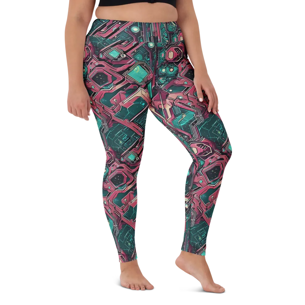 Magenta Mainframe on Yoga Leggings — Front