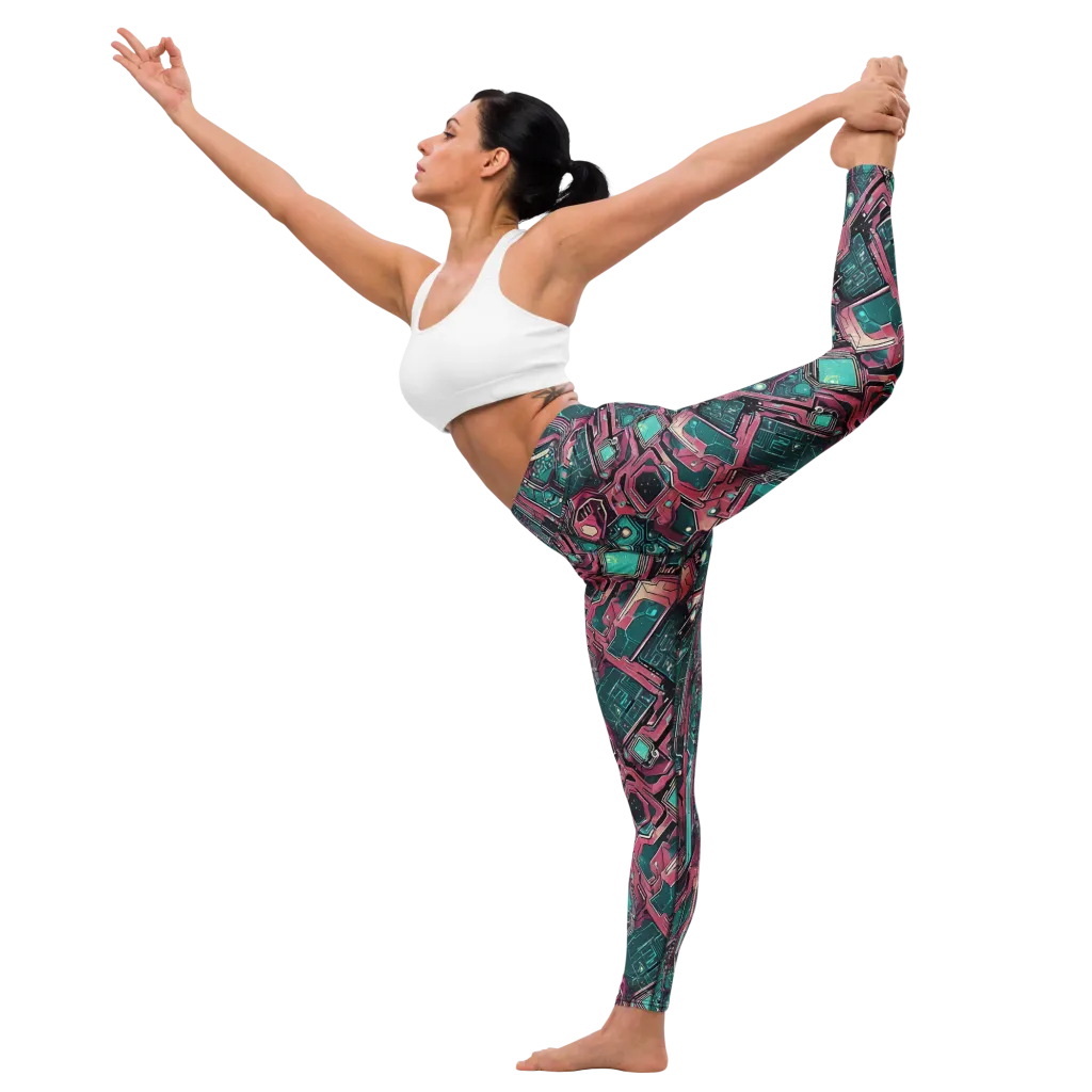 Magenta Mainframe on Yoga Leggings — Left