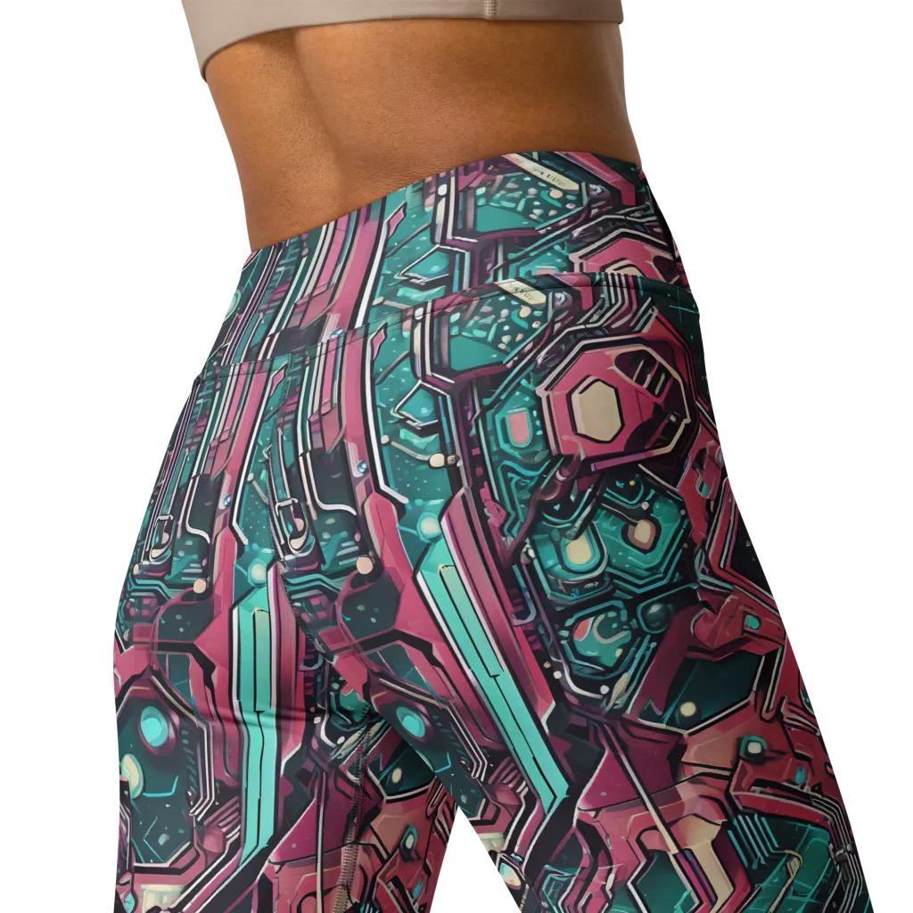 Magenta Mainframe on Yoga Leggings — Back
