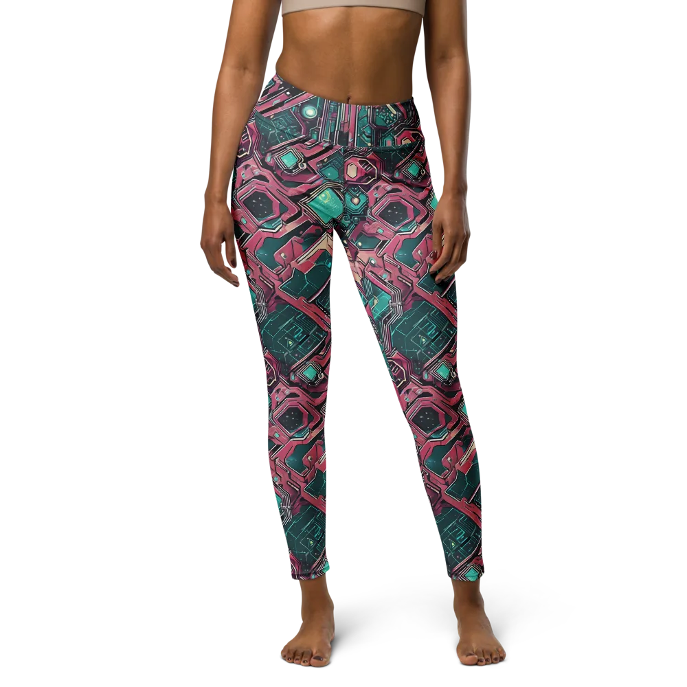 Magenta Mainframe on Yoga Leggings — Front